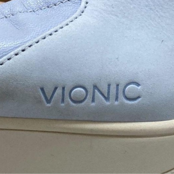 Vionic Jacey Orthaheel Navy Blue Gray Leather Wedge Slip On Shoe Size 11 - Picture 7 of 8